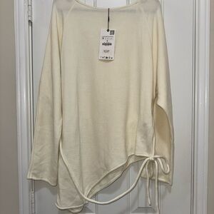 Zara Cream Asymmetrical Women's Blouse
